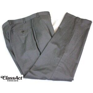 Lauren Ralph Dress Pants Gray Wool Slim Black Label Flat Front Trouser Men 36X30
